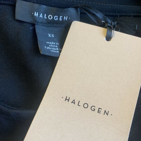 HALOGEN Black Zigzag Feather Trim Bell Sleeves Top - Picture 6 of 8